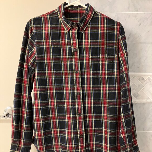 L.L.Bean Vintage Scotch Plaid Flannel Shirt in Black Stewart Tartan - Picture 1 of 4